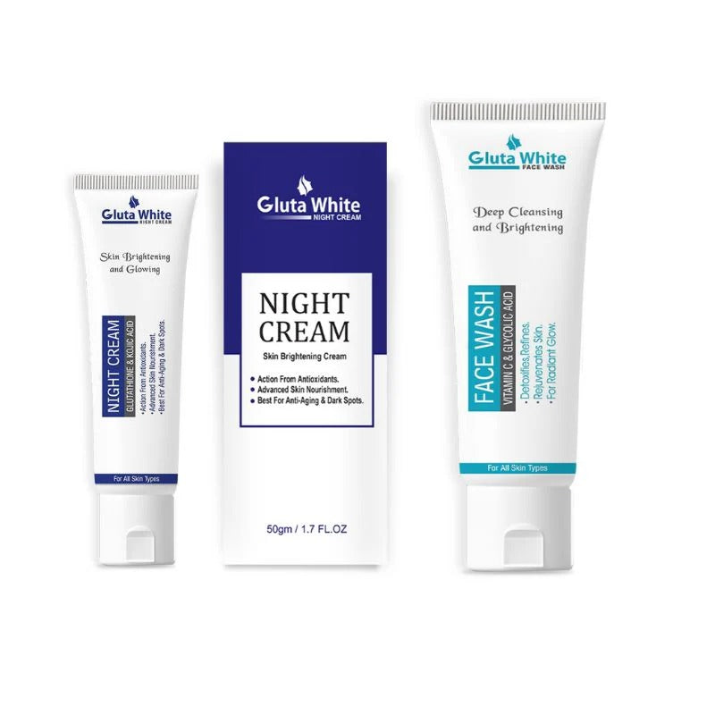 Gluta White Night Cream Tube + Face Wash Deal Horiya store