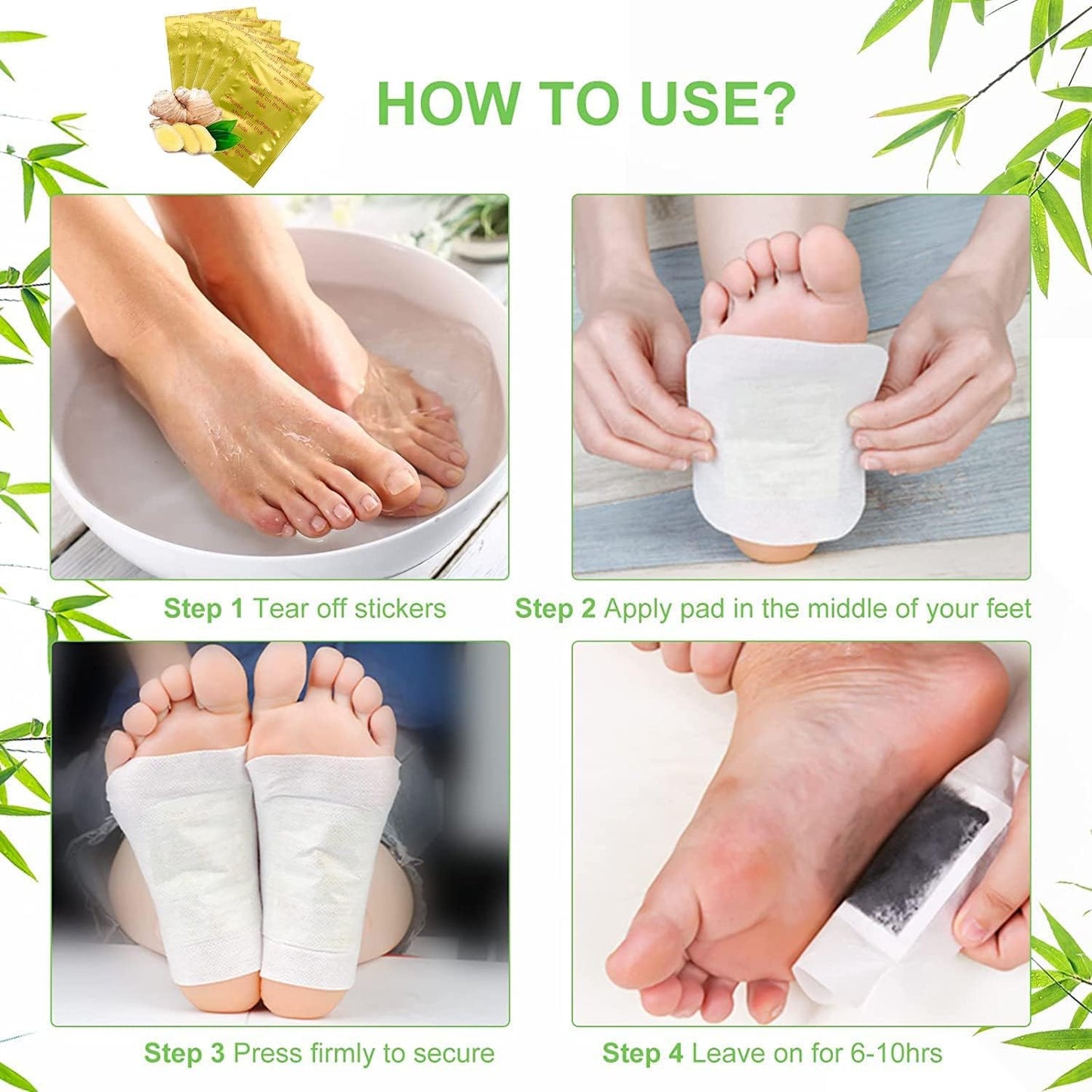 Detox Health Foot patches, Cleansing Toxin Remover Natural organic Foot Patch, Detoxification Stress Relief Sleep Patch, Pain Relief Detox pad, For Men & Women (PACK OF 10) Aura Beauty