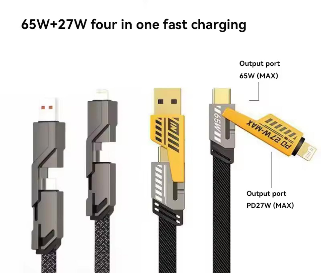 4 In 1 Convertible USB Fast Charging Cable, USB C Charger Cable, Multiple Charging Cables Wallet's Hub