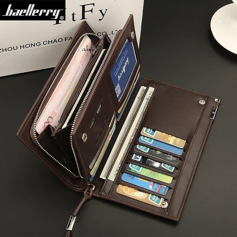 Baellerry Business Men's Wallets Solid PU Leather Long Portable Cash Purses Casual Standard Male Clutch Bag Wallet's Hub