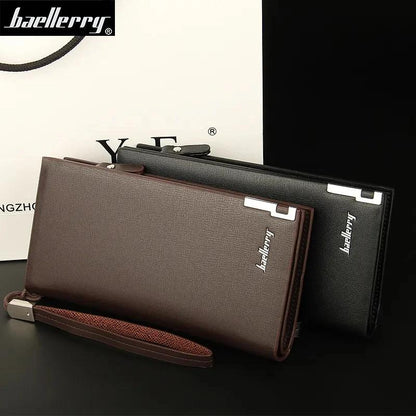 Baellerry Business Men's Wallets Solid PU Leather Long Portable Cash Purses Casual Standard Male Clutch Bag Wallet's Hub