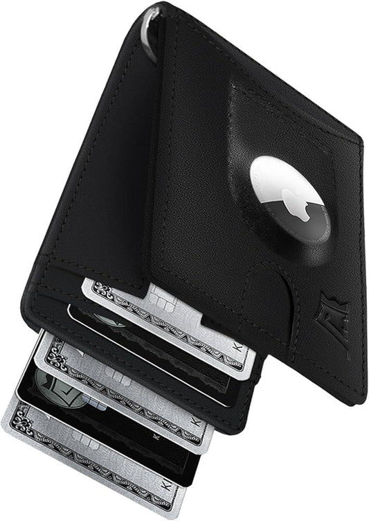 Smart AirTag Leather Wallet for Men – Slim RFID Blocking Card Holder with Tracker Slot Wallet's Hub