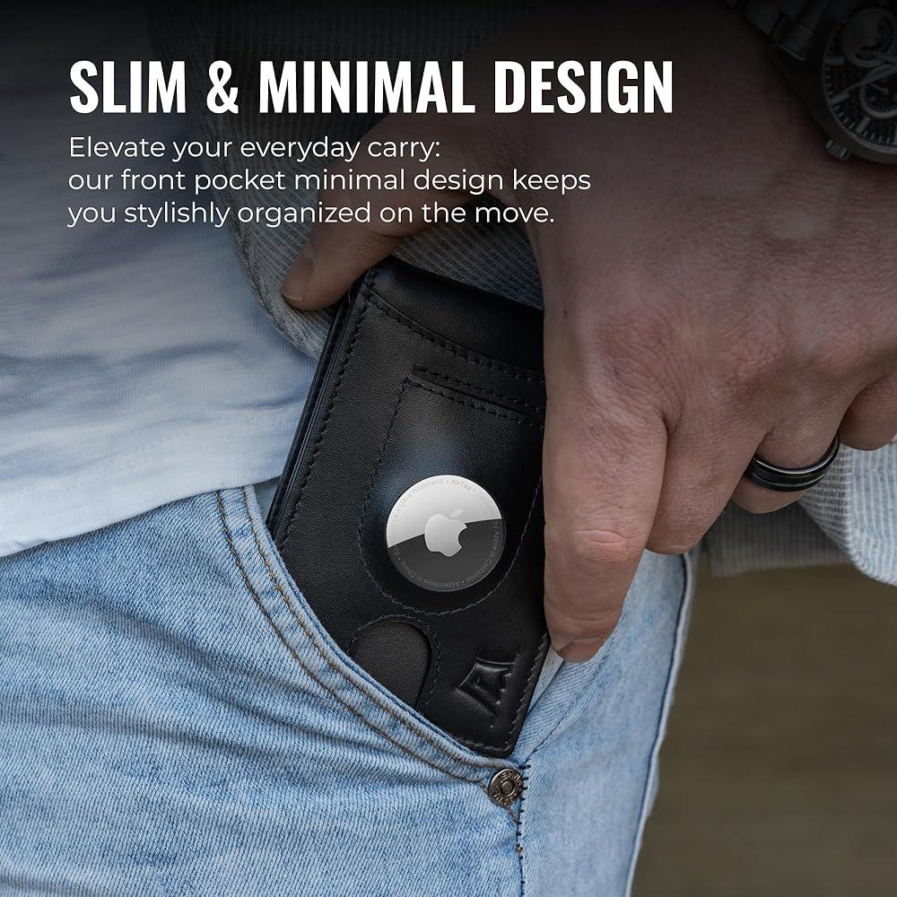 Smart AirTag Leather Wallet for Men – Slim RFID Blocking Card Holder with Tracker Slot Wallet's Hub