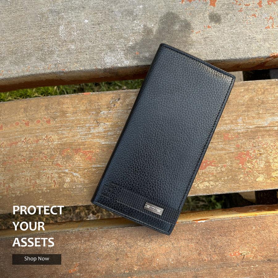Premium Long Leather Wallet for Men – Slim Luxury Checkbook Style Black Wallet Wallet's Hub