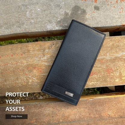 Premium Long Leather Wallet for Men – Slim Luxury Checkbook Style Black Wallet Wallet's Hub